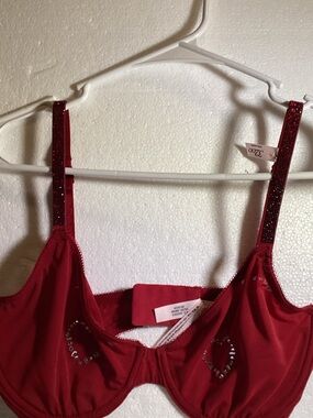 Victoria's Secret Red Embellished Underwire Bra